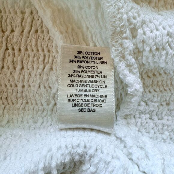 Anthropologie Women's Amadi Textured 3/4 Sleeve Peplum Top in White Size Small - Picture 9 of 13